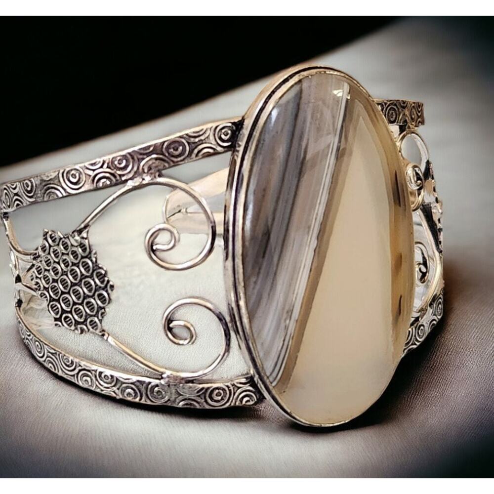 Women's Zebra Agate Sterling Silver Cuff Bracelet